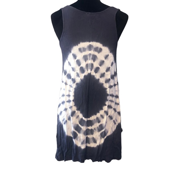 Kori America Navy Blue Tie Dyed Laced Neckline Tank size Small - Picture 8 of 8
